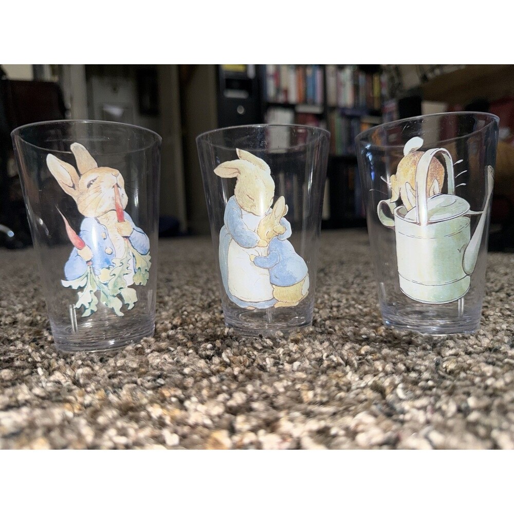 Peter Rabbit Beatrix Potter Drinking Glasses Set of 3 Children’s Cups
